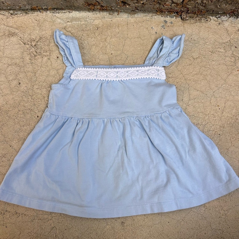 Janie and Jack sleeveless Spring Summer Light Blue Lace Trim Sleeveless Dress 3t